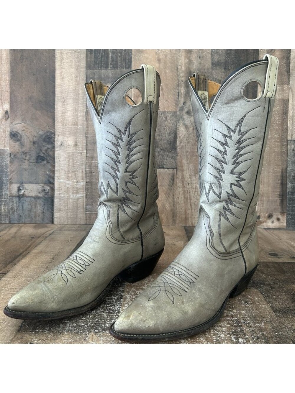 Nocona Vintage Gray Western Cowboy Boots Mens 10.5 D